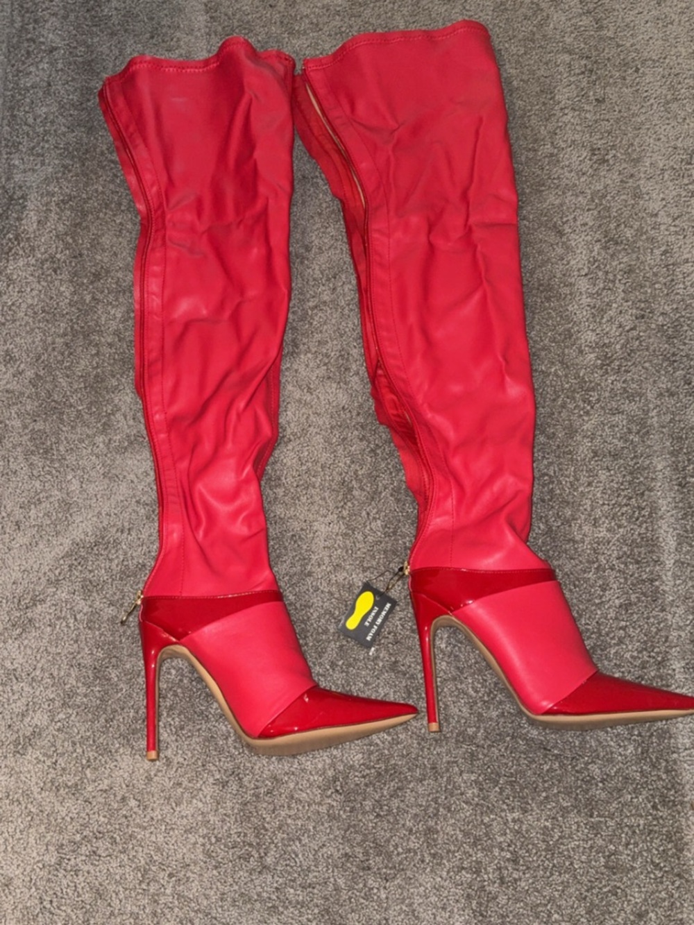 Red Over-the-Knee Stiletto Boots - Women's Fashion Heel